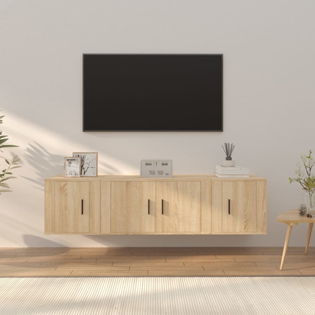 3-tlg. TV-Schrank-Set Sonoma-Eiche Holzwerkstoff
