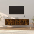3-tlg. TV-Schrank-Set Räuchereiche Holzwerkstoff
