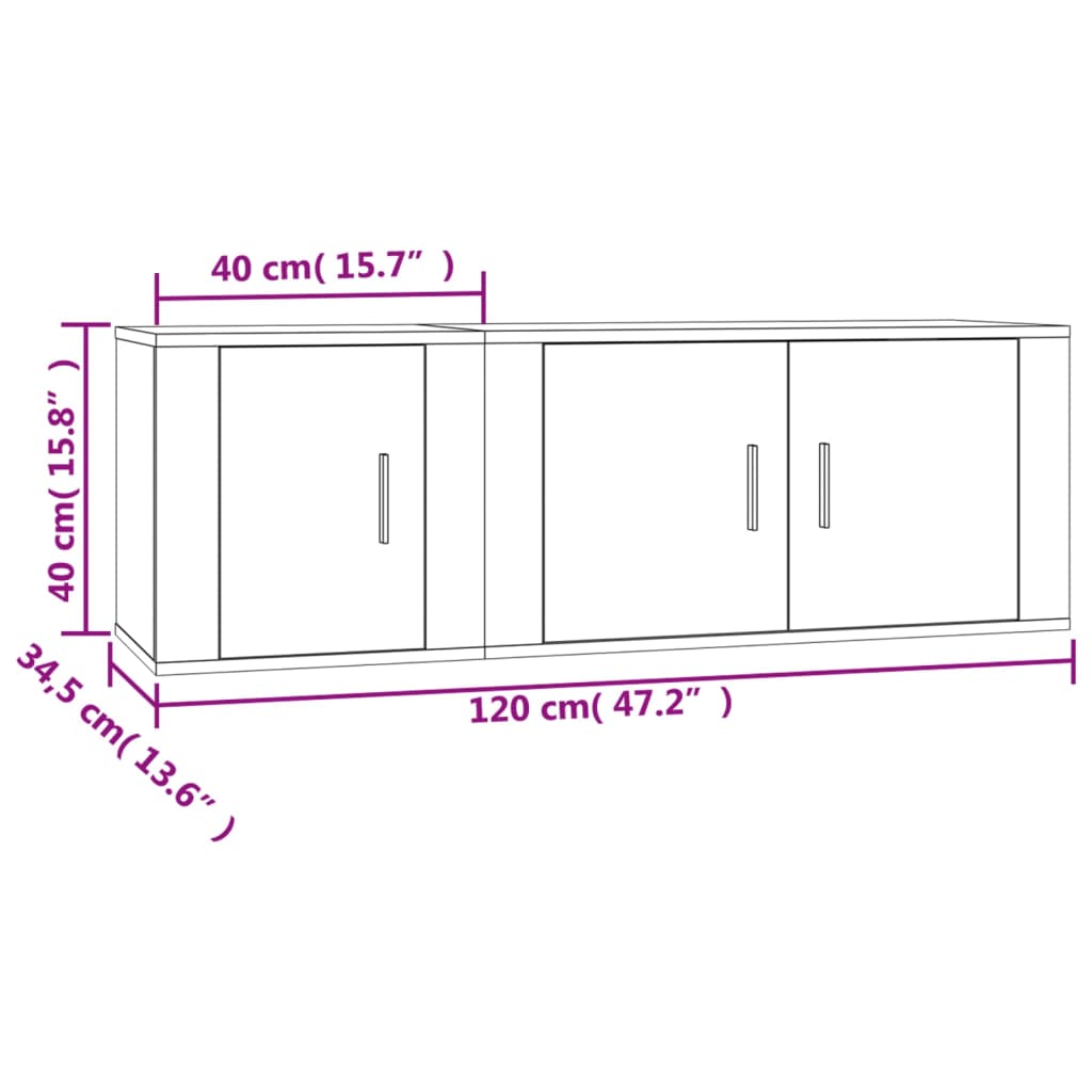 2-tlg. TV-Schrank-Set Hochglanz-Weiß Holzwerkstoff