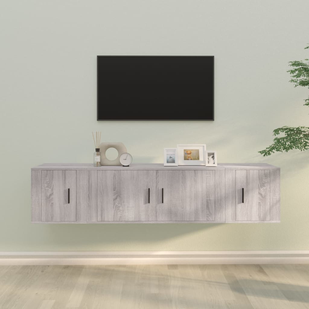 3-tlg. TV-Schrank-Set Grau Sonoma Holzwerkstoff
