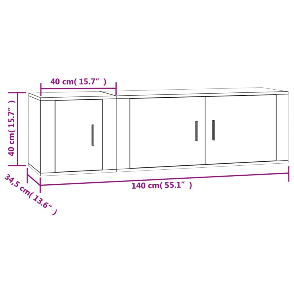 2-tlg. TV-Schrank-Set Weiß Holzwerkstoff