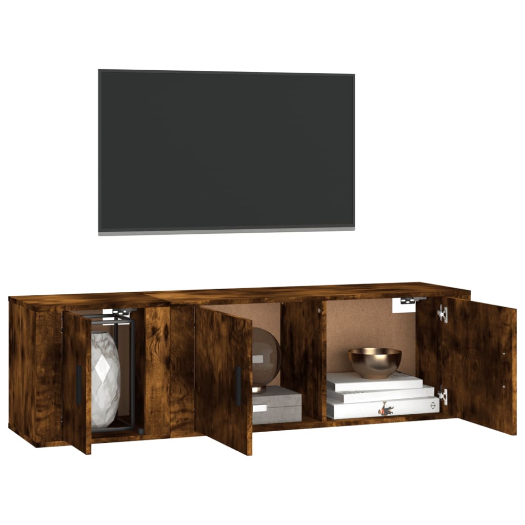 2-tlg. TV-Schrank-Set Räuchereiche Holzwerkstoff