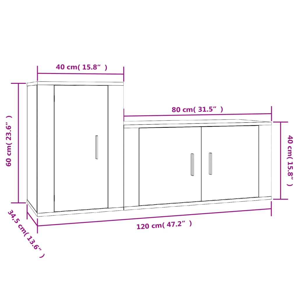 2-tlg. TV-Schrank-Set Betongrau Holzwerkstoff