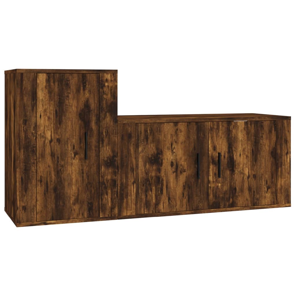 2-tlg. TV-Schrank-Set Räuchereiche Holzwerkstoff