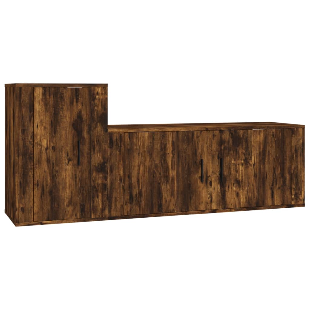 2-tlg. TV-Schrank-Set Räuchereiche Holzwerkstoff