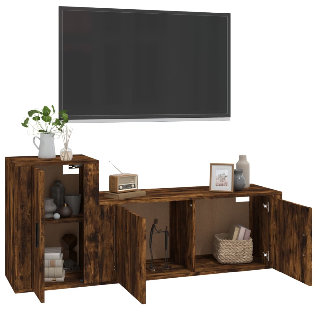 2-tlg. TV-Schrank-Set Räuchereiche Holzwerkstoff