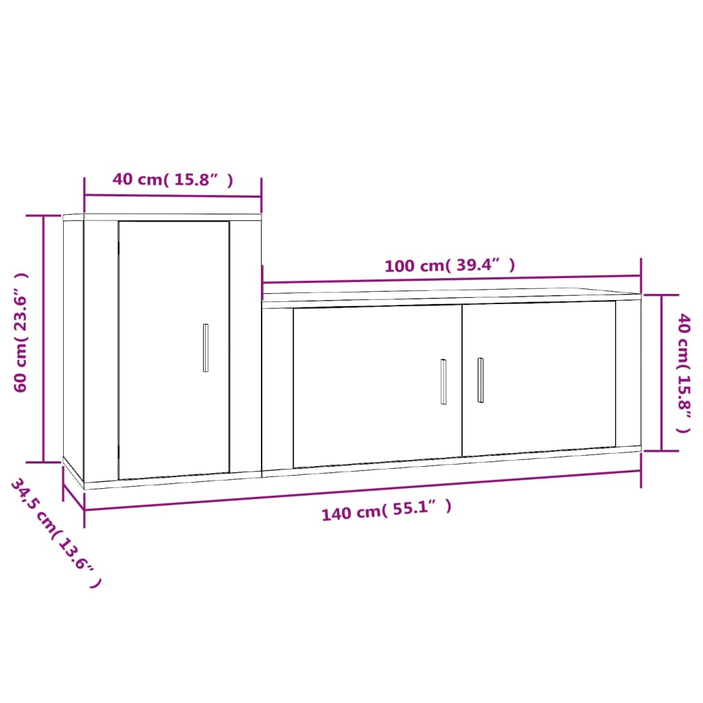 2-tlg. TV-Schrank-Set Räuchereiche Holzwerkstoff