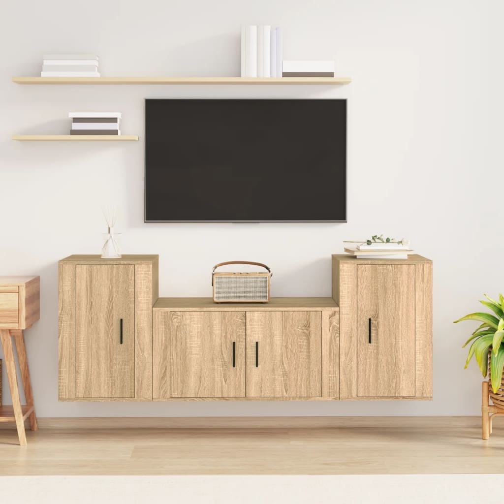 3-tlg. TV-Schrank-Set Sonoma-Eiche Holzwerkstoff