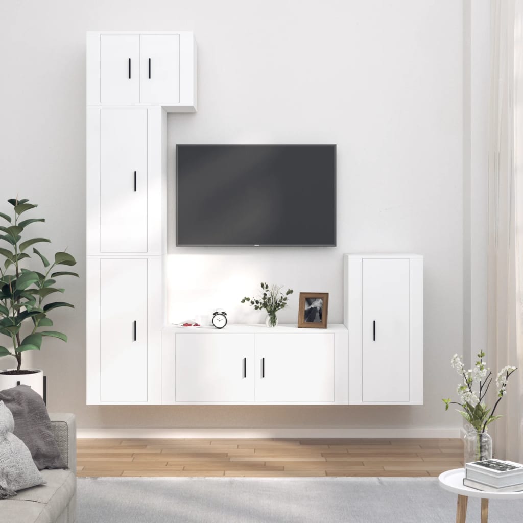 5-tlg. TV-Schrank-Set Weiß Holzwerkstoff