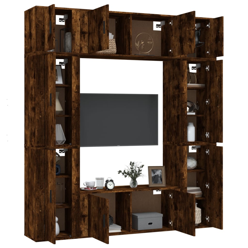 8-tlg. TV-Schrank-Set Räuchereiche Holzwerkstoff
