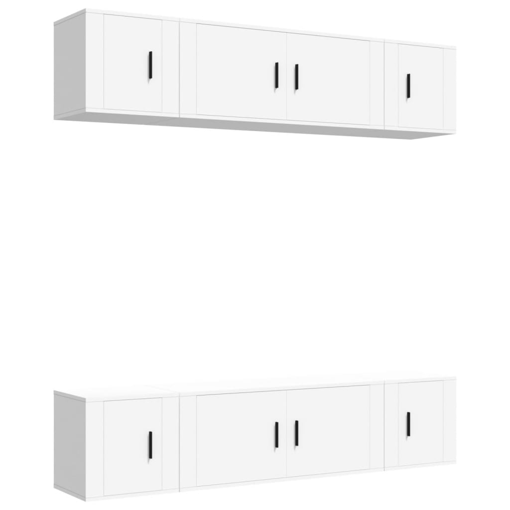 6-tlg. TV-Schrank-Set Weiß Holzwerkstoff