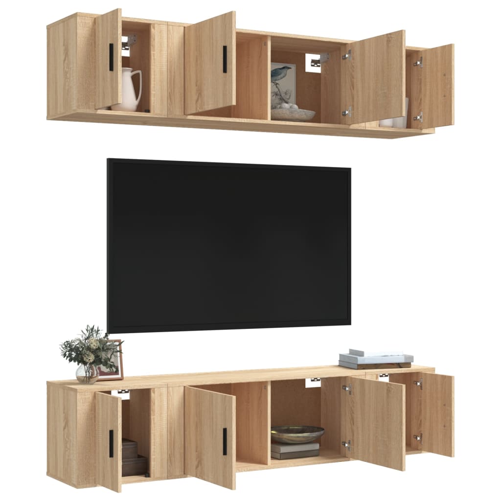 6-tlg. TV-Schrank-Set Sonoma-Eiche Holzwerkstoff