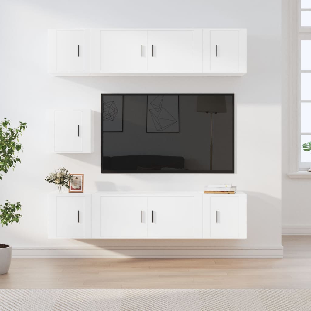 7-tlg. TV-Schrank-Set Weiß Holzwerkstoff