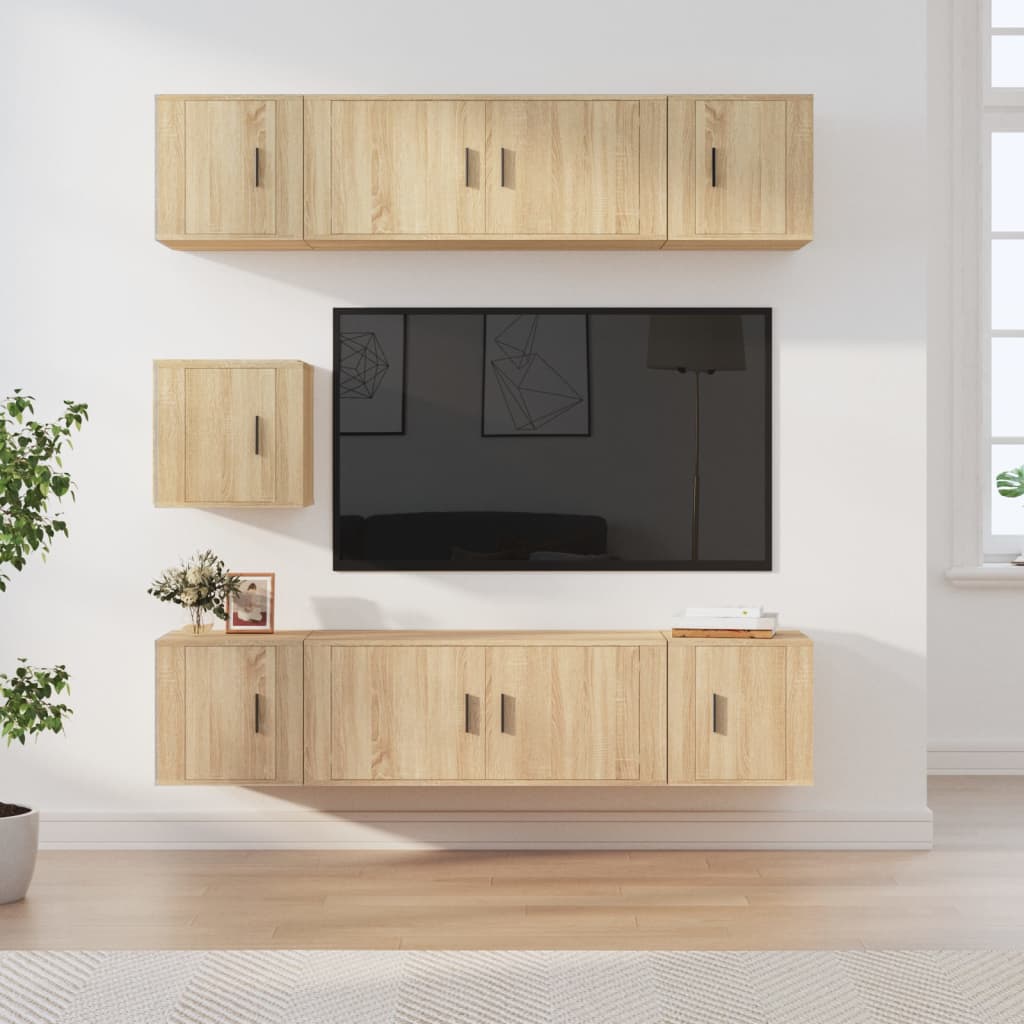 7-tlg. TV-Schrank-Set Sonoma-Eiche Holzwerkstoff