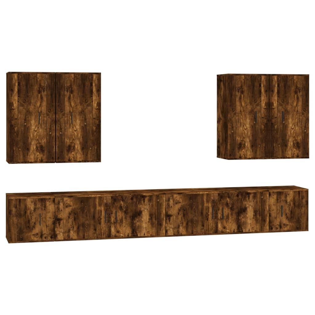 8-tlg. TV-Schrank-Set Räuchereiche Holzwerkstoff