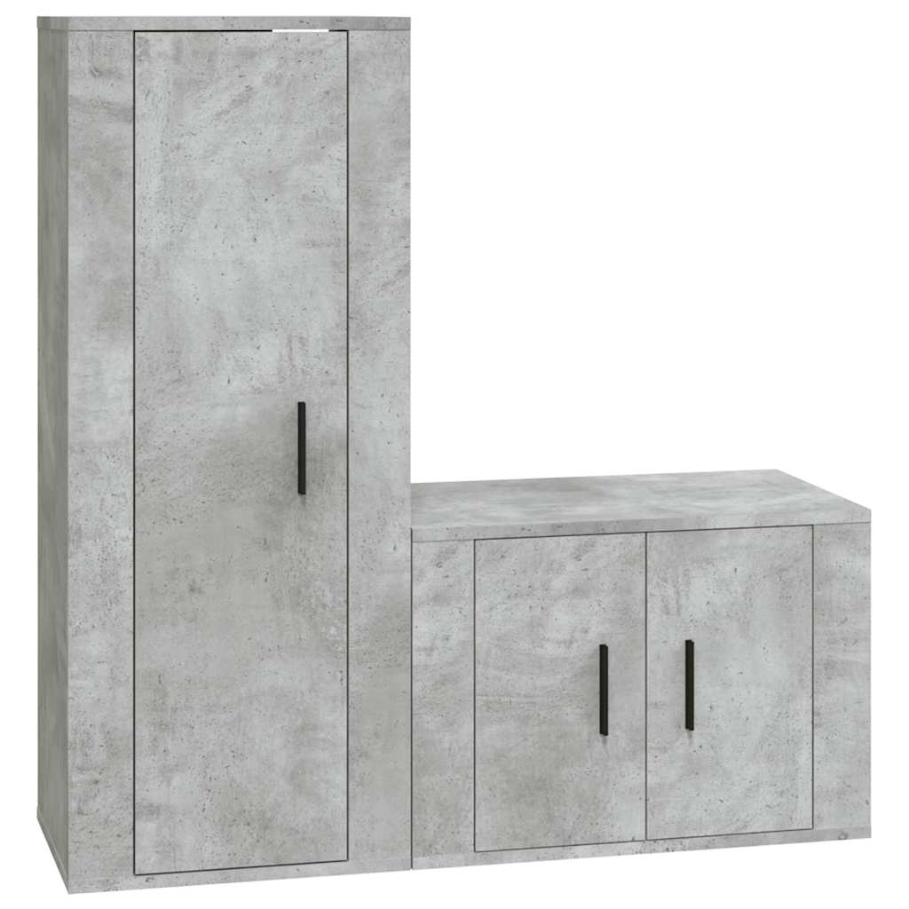 2-tlg. TV-Schrank-Set Betongrau Holzwerkstoff