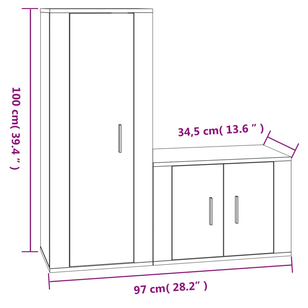 2-tlg. TV-Schrank-Set Grau Sonoma Holzwerkstoff