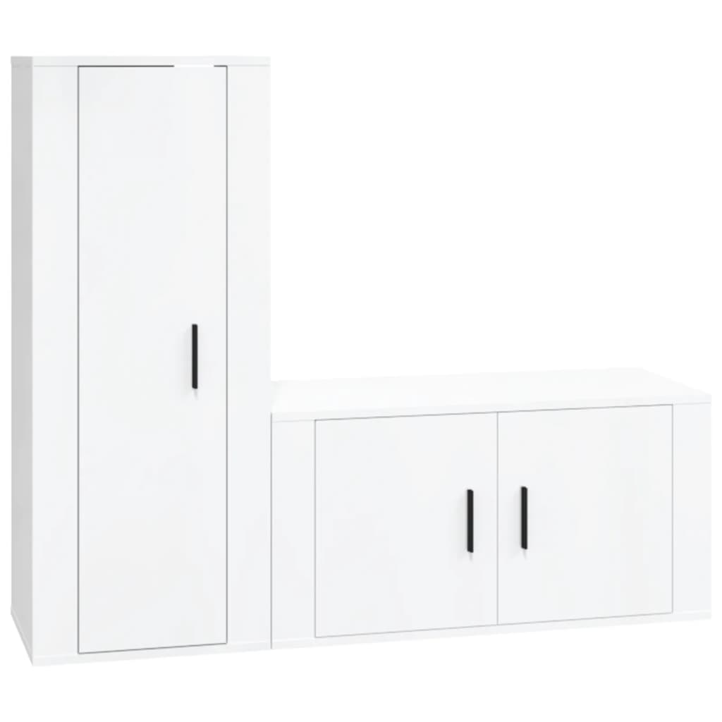 2-tlg. TV-Schrank-Set Hochglanz-Weiß Holzwerkstoff