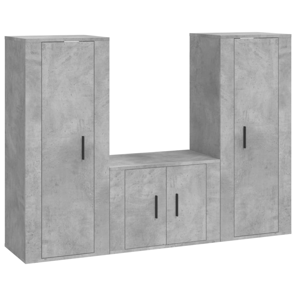 3-tlg. TV-Schrank-Set Betongrau Holzwerkstoff