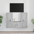 3-tlg. TV-Schrank-Set Betongrau Holzwerkstoff