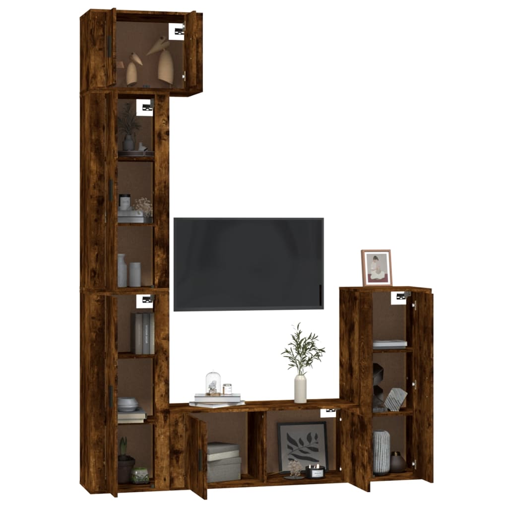 5-tlg. TV-Schrank-Set Räuchereiche Holzwerkstoff