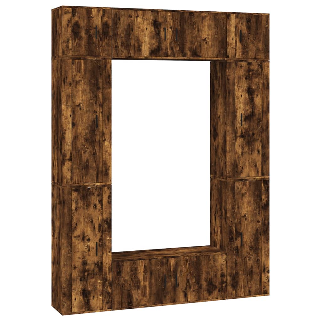 8-tlg. TV-Schrank-Set Räuchereiche Holzwerkstoff