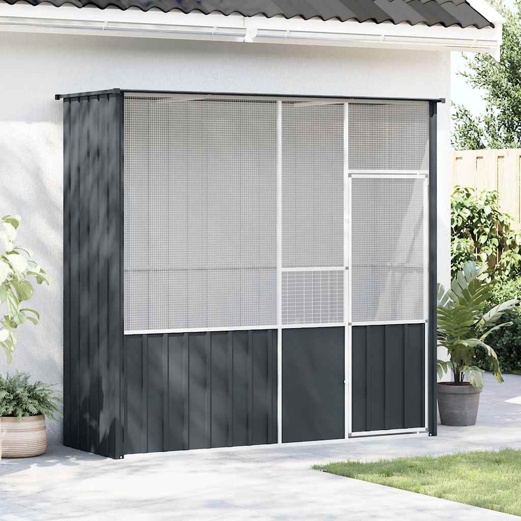 Voliere Anthrazit 215x78x200 cm Verzinkter Stahl