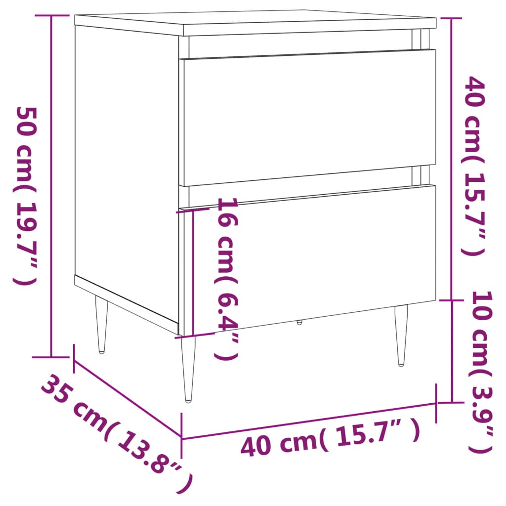 Nachttisch Betongrau 40x35x50 cm Holzwerkstoff