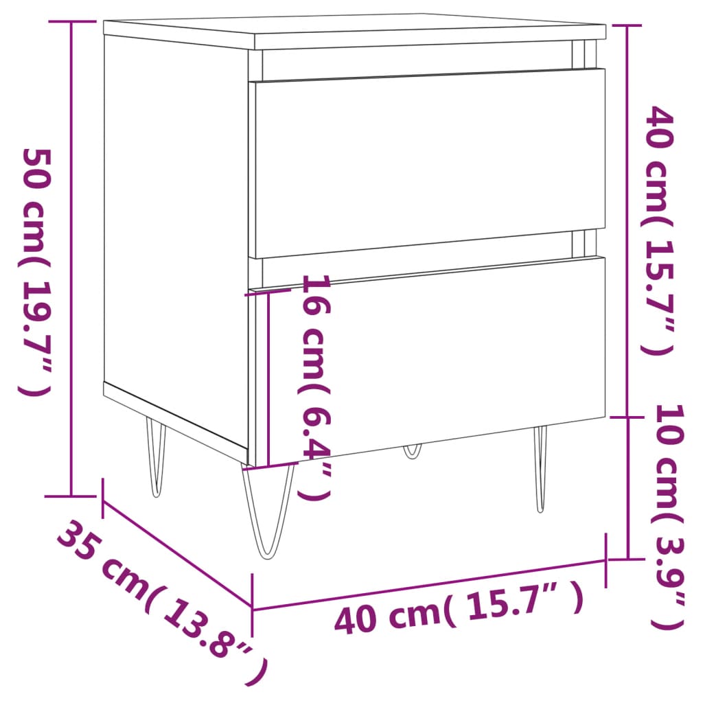 Nachttisch Betongrau 40x35x50 cm Holzwerkstoff