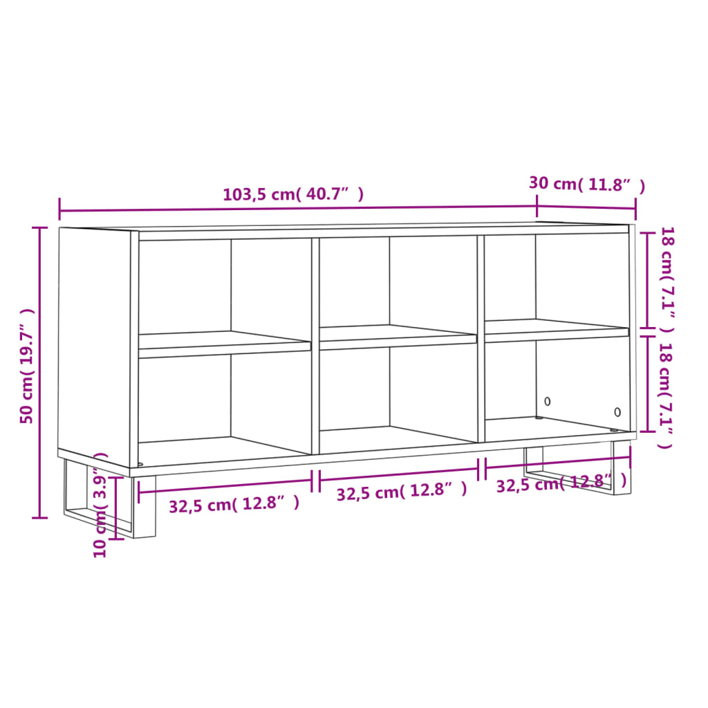 TV-Schrank Räuchereiche 103,5x30x50 cm Holzwerkstoff