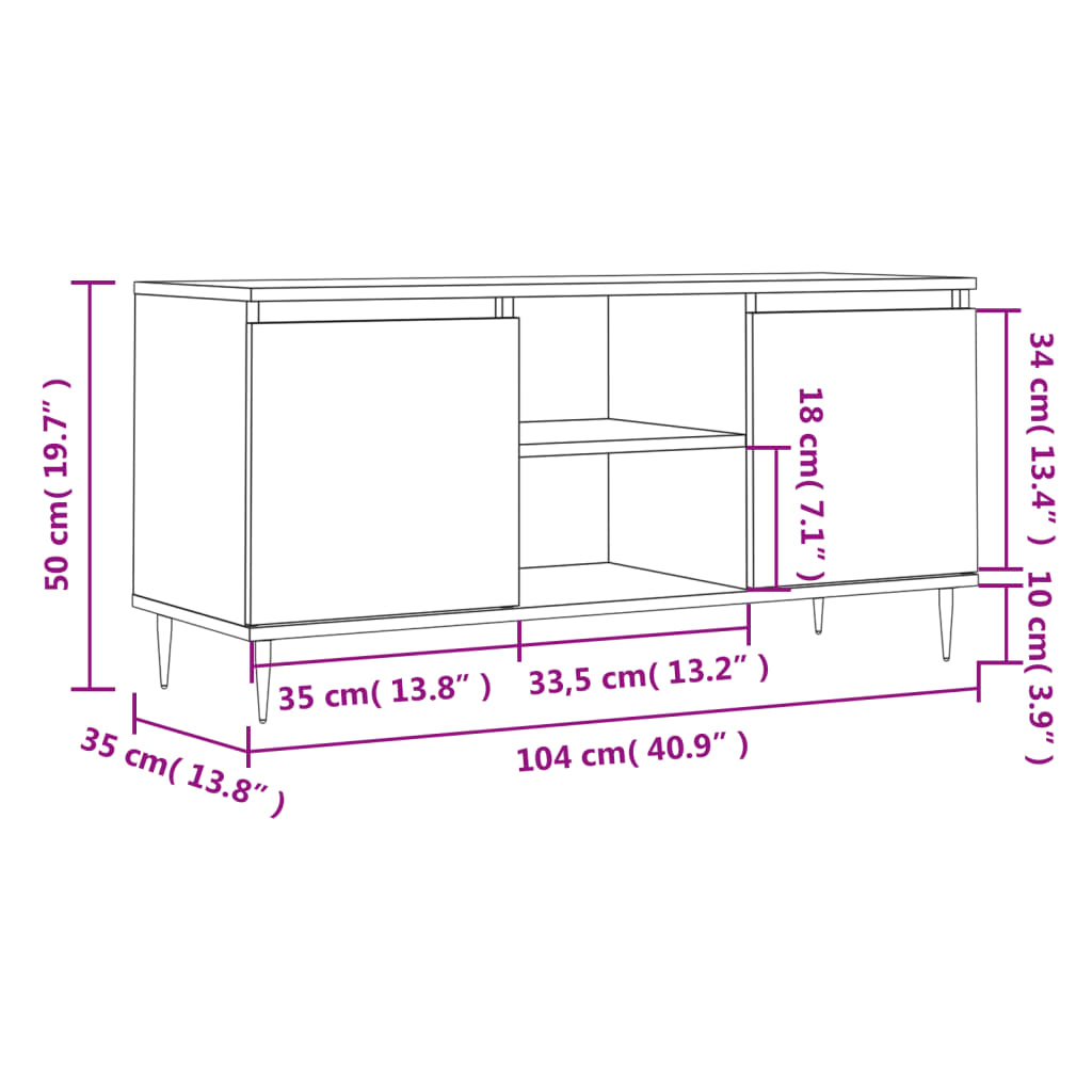 TV-Schrank Räuchereiche 104x35x50 cm Holzwerkstoff