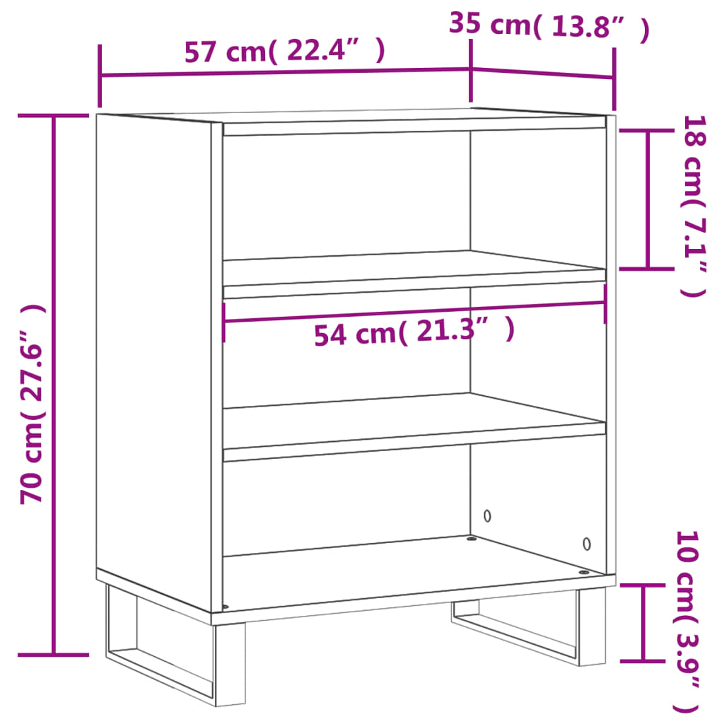 Sideboard Hochglanz-Weiß 57x35x70 cm Holzwerkstoff
