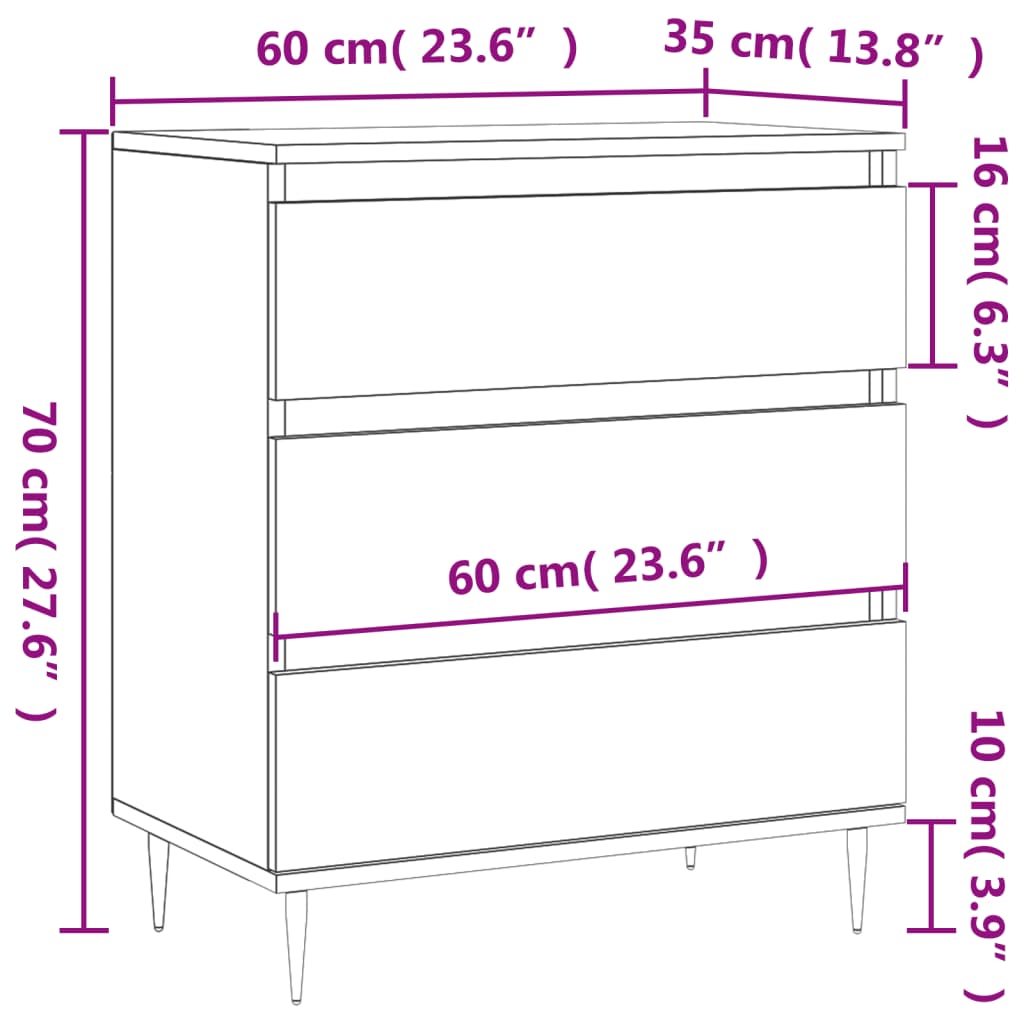 Sideboard Weiß 60x35x70 cm Holzwerkstoff