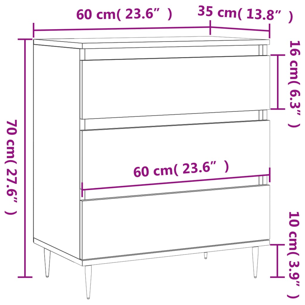Sideboard Sonoma-Eiche 60x35x70 cm Holzwerkstoff