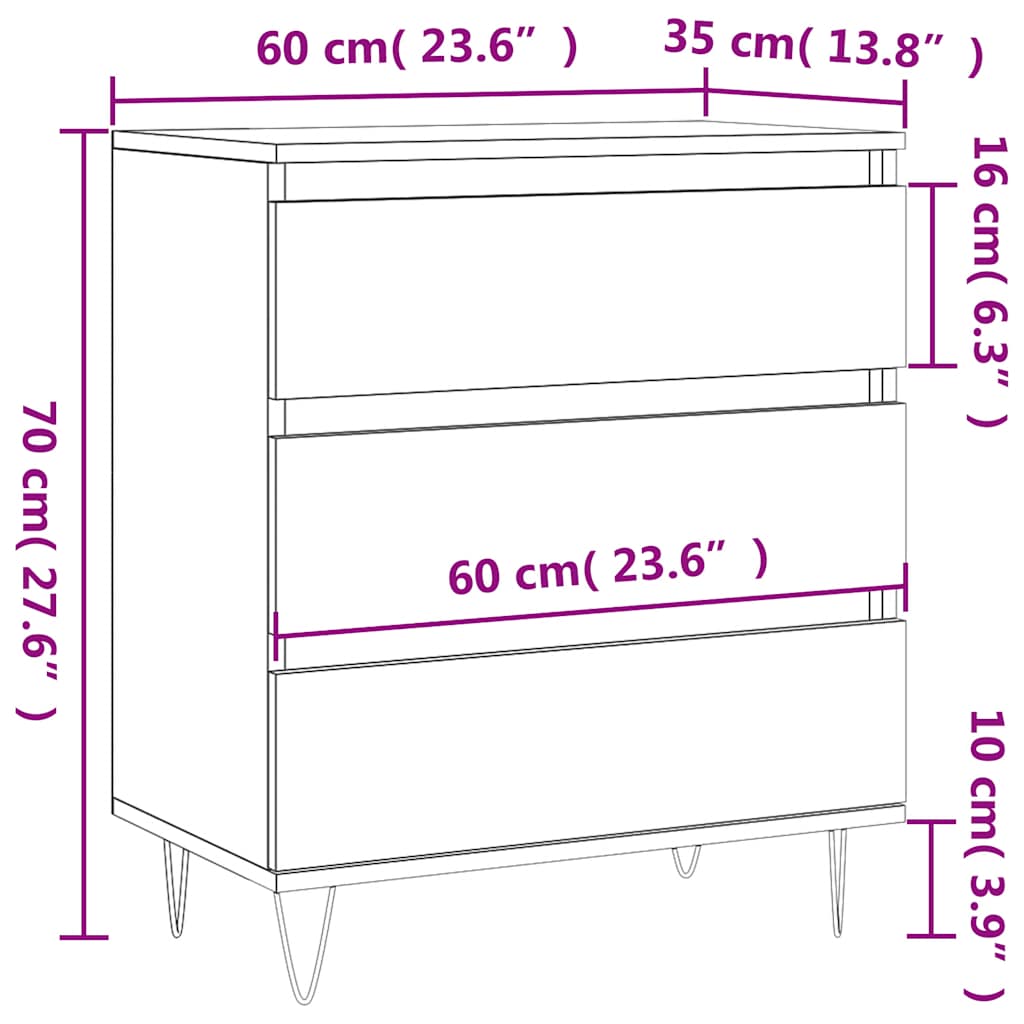 Sideboard Schwarz 60x35x70 cm Holzwerkstoff
