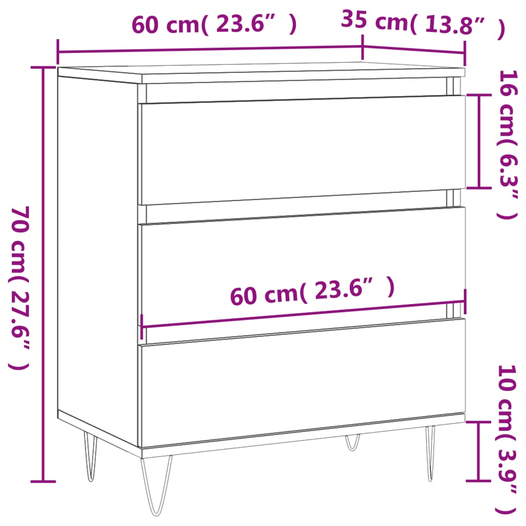 Sideboard Betongrau 60x35x70 cm Holzwerkstoff