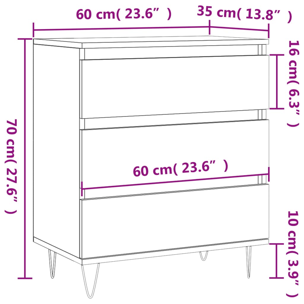 Sideboard Räuchereiche 60x35x70 cm Holzwerkstoff