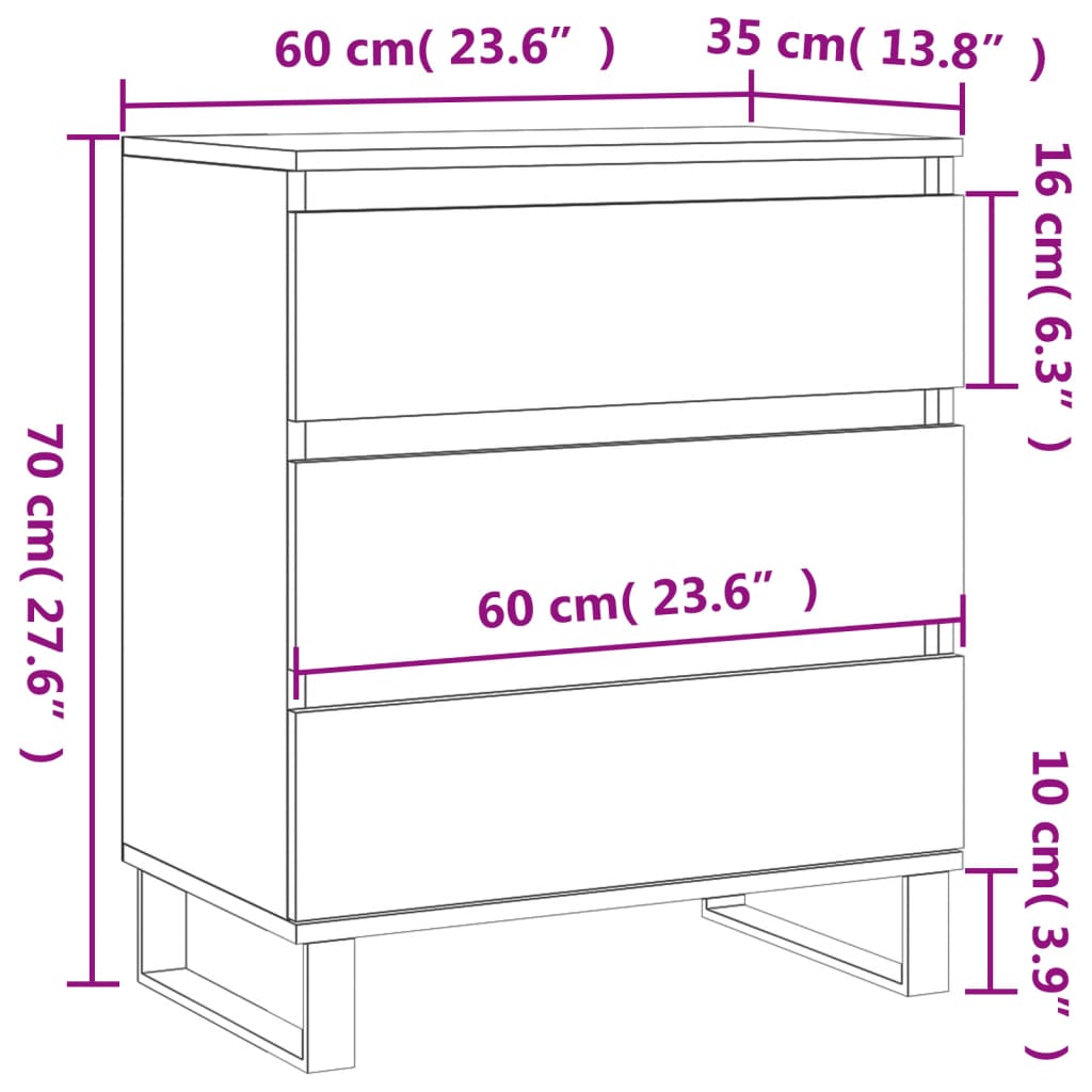 Sideboard Weiß 60x35x70 cm Holzwerkstoff