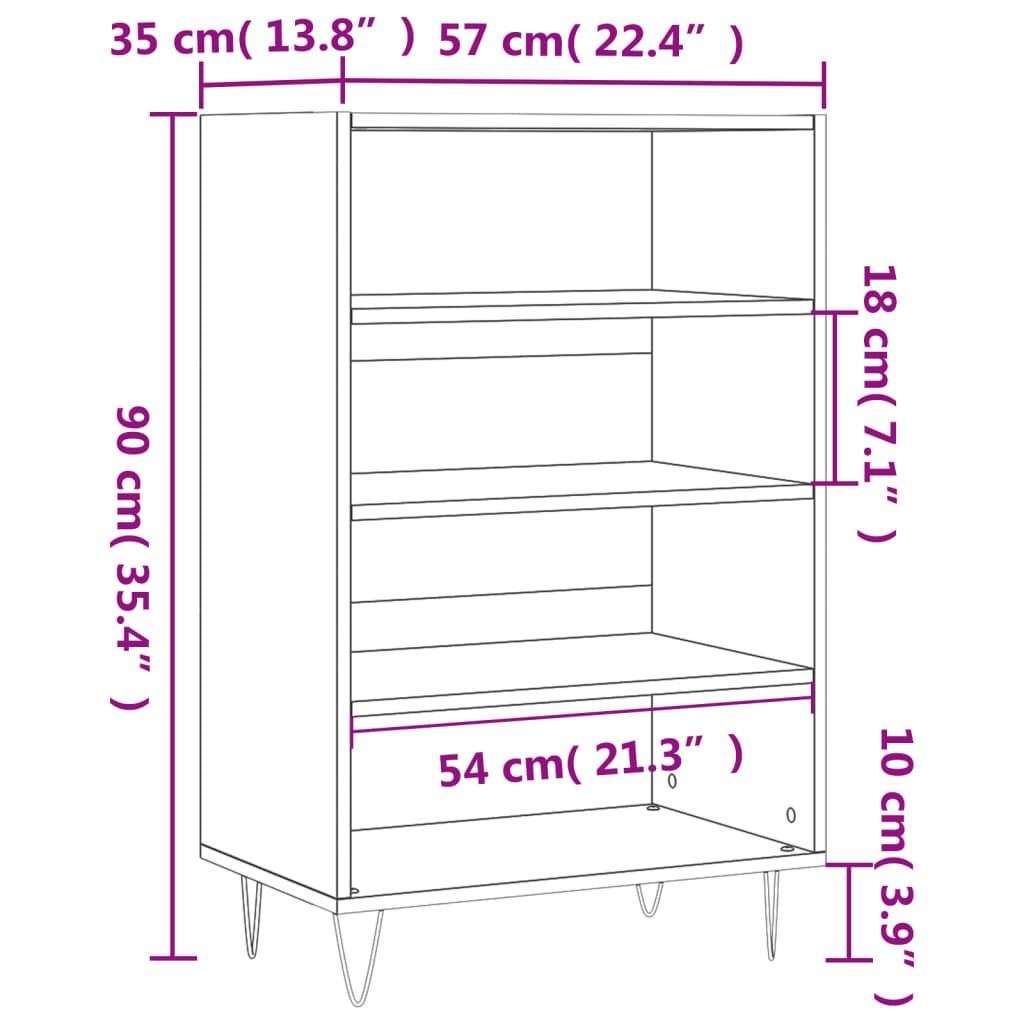 Highboard Schwarz 57x35x90 cm Holzwerkstoff