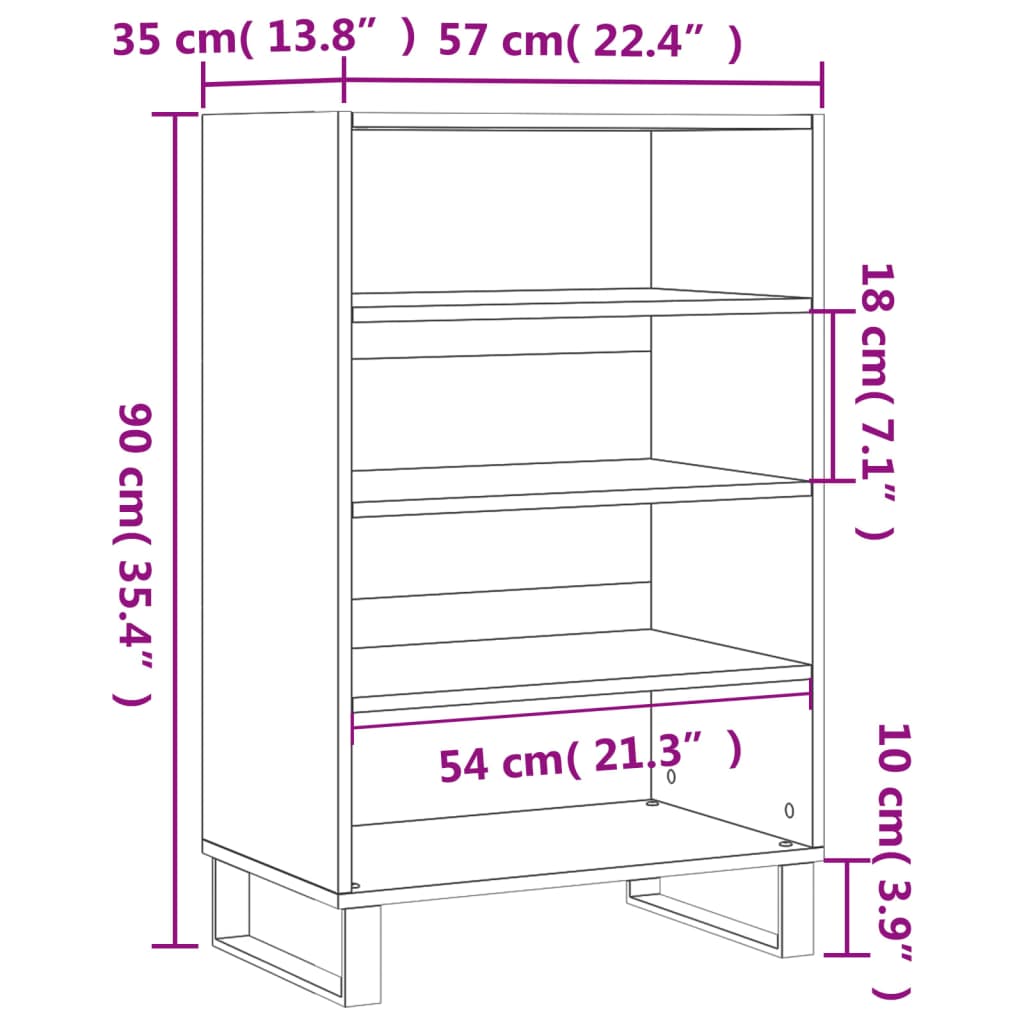 Highboard Betongrau 57x35x90 cm Holzwerkstoff