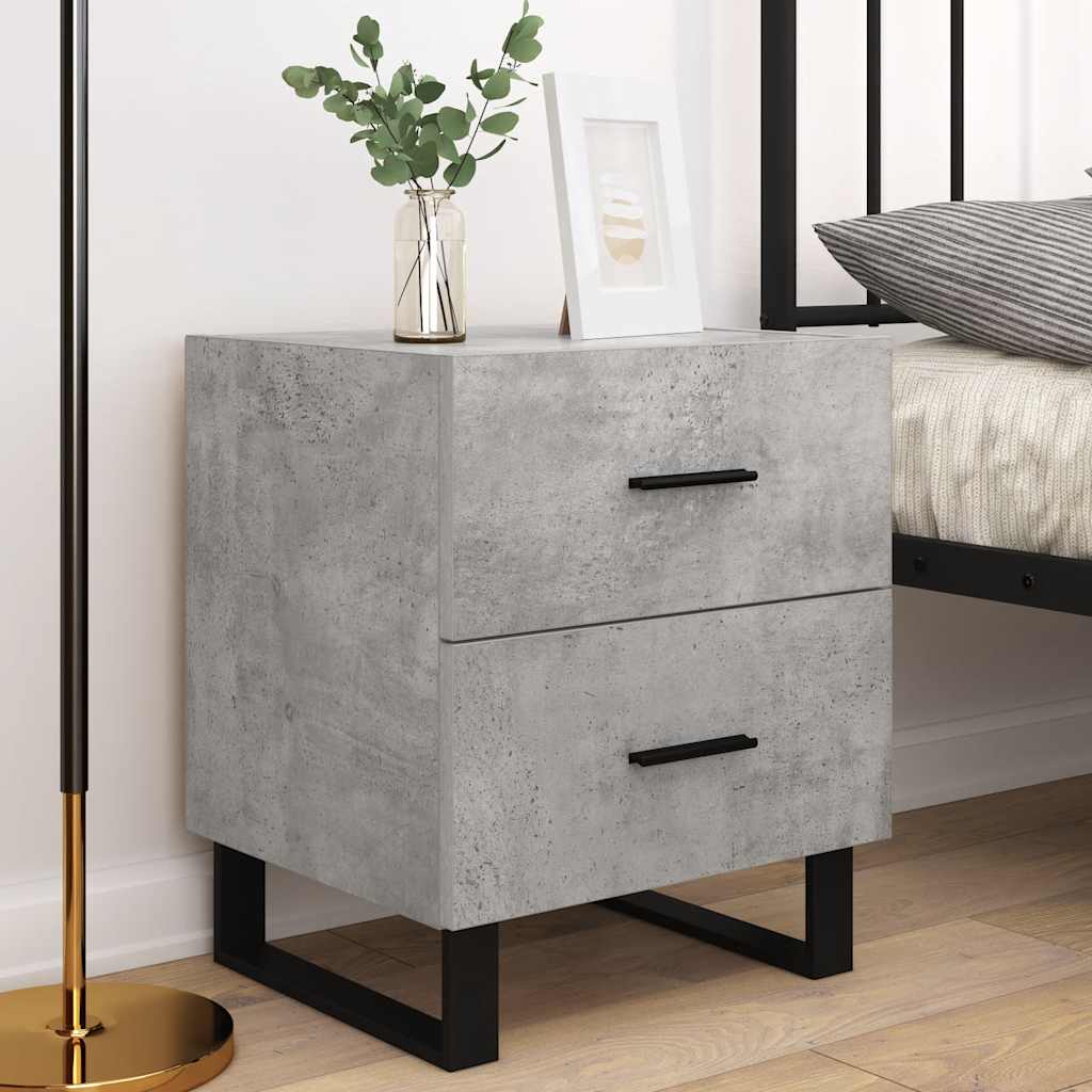 Nachttische 2 Stk. Betongrau 40x35x47,5 cm Holzwerkstoff