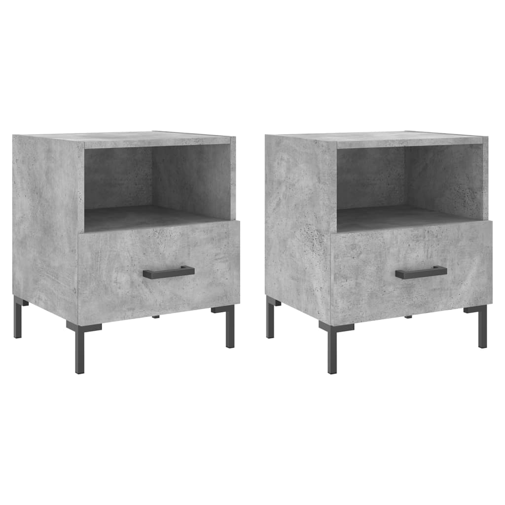 Nachttische 2 Stk. Betongrau 40x35x47,5 cm Holzwerkstoff