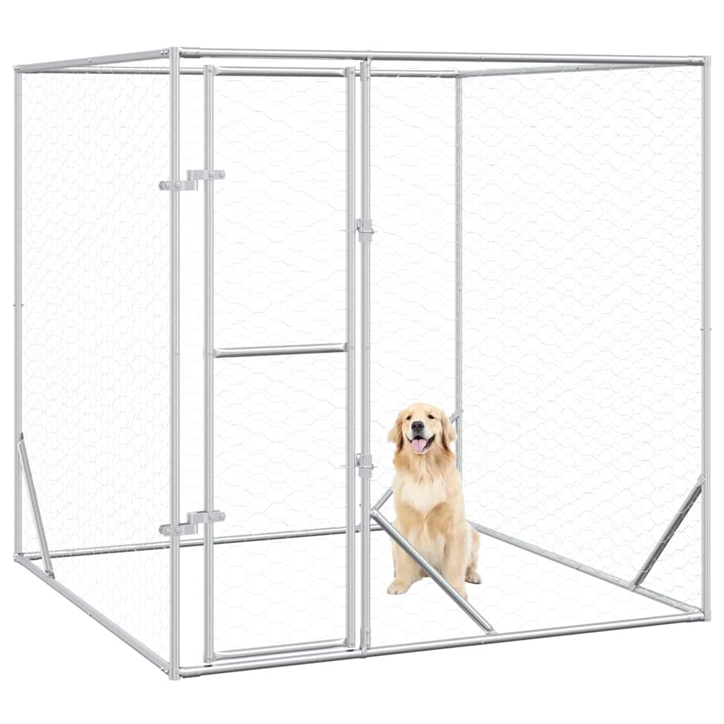 Outdoor-Hundezwinger Silbern 2x2x2 m Verzinkter Stahl