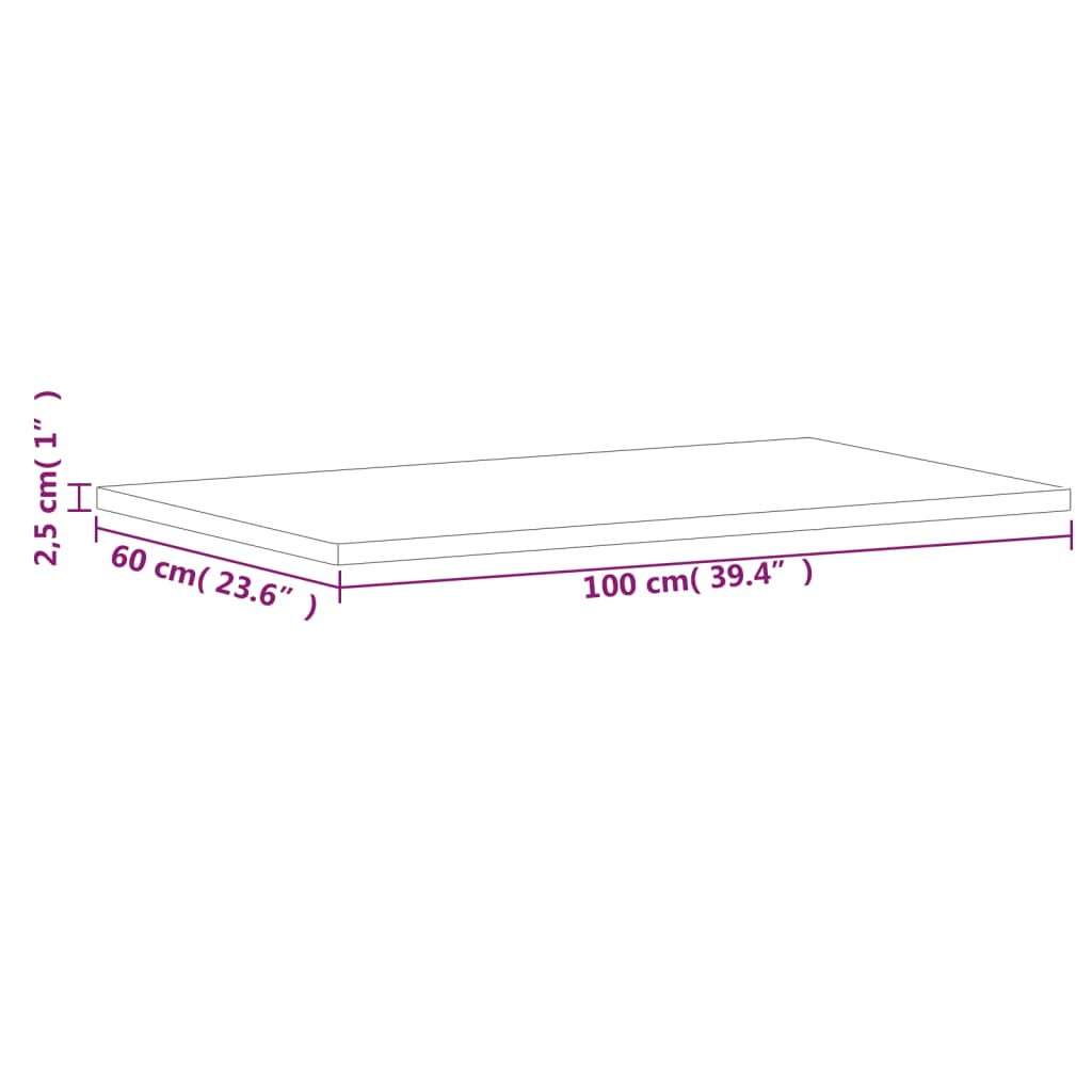 Tischplatte 100x60x2,5 cm Rechteckig Massivholz Buche