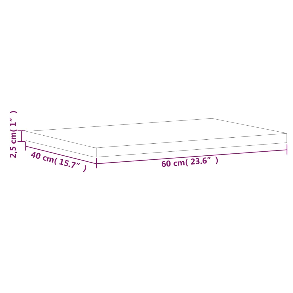 Tischplatte 60x40x2,5 cm Rechteckig Massivholz Buche