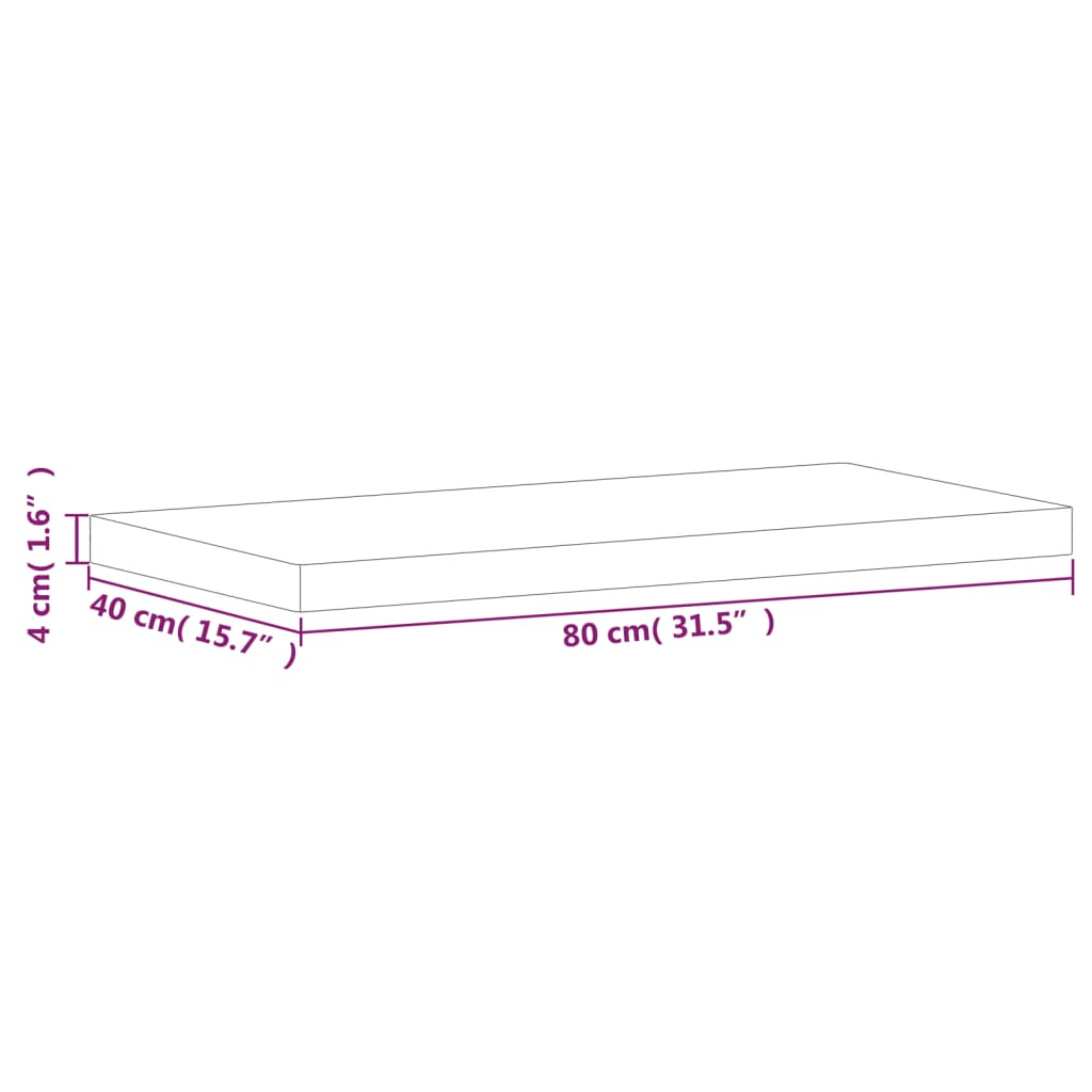 Tischplatte 80x40x4 cm Rechteckig Massivholz Buche