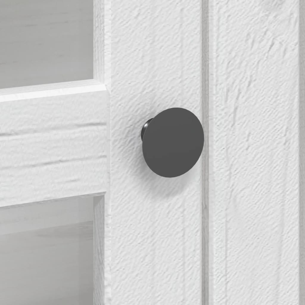 Vitrinenschrank mit Glastüren BODO Weiß und Braun Kiefernholz