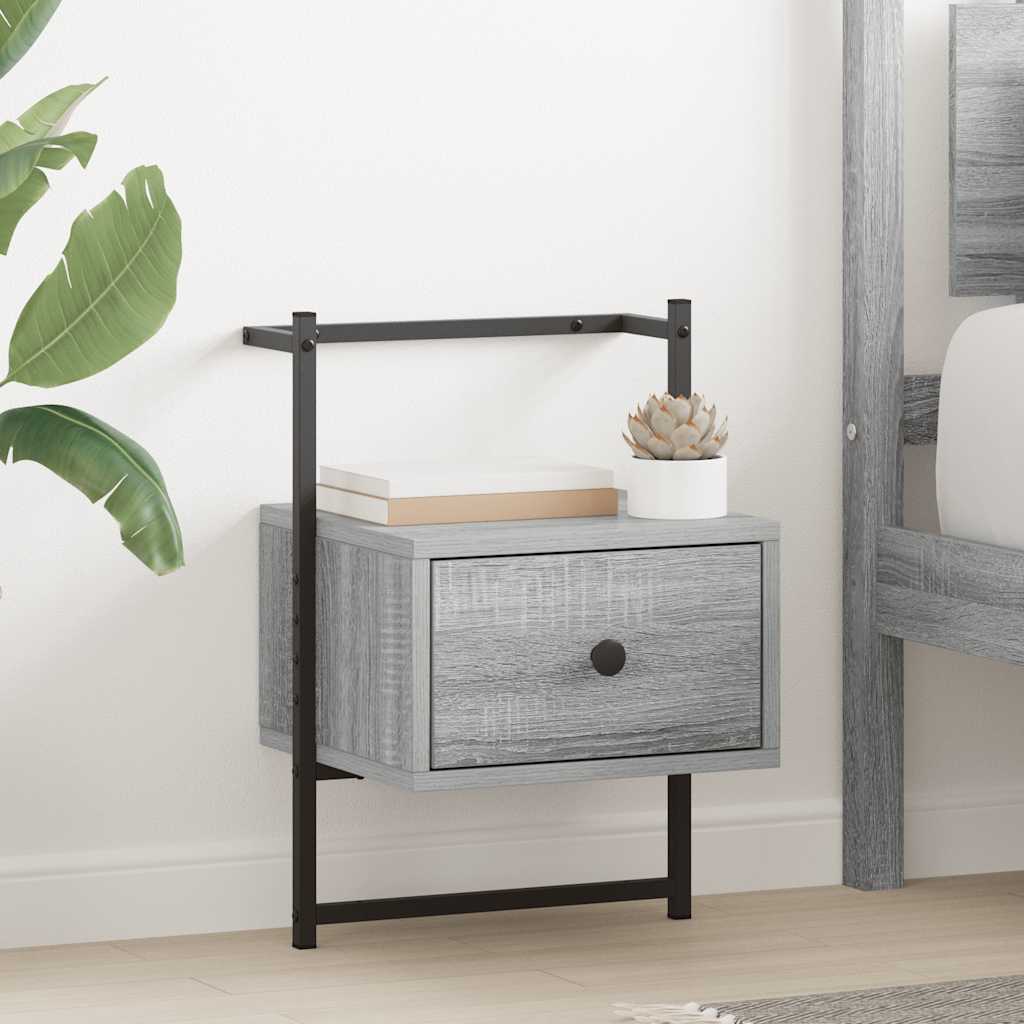 Wand-Nachttisch Grau Sonoma 35x30x51 cm Holzwerkstoff