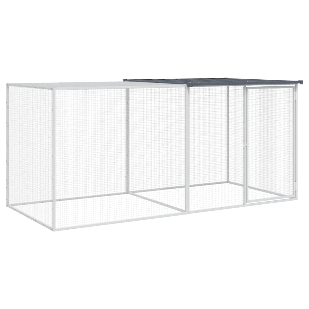 Hühnerkäfig mit Dach Anthrazit 203x98x90 cm Verzinkter Stahl