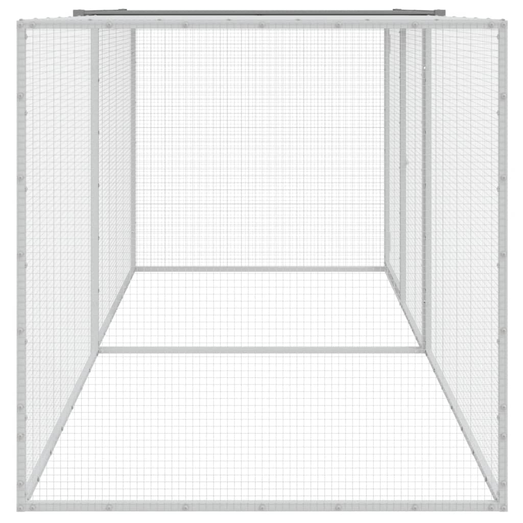 Hühnerkäfig mit Dach Hellgrau 203x98x90 cm Verzinkter Stahl